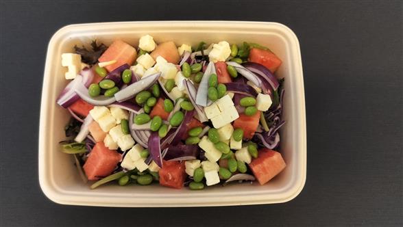 MÅNEDENS salat april - Salat, spidskål, vandmelon, salattern, rødløg.